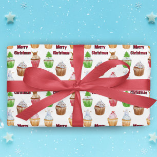 Waterverf Kerst Cupcakes Cadeaupapier