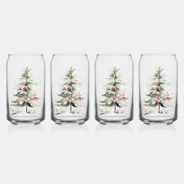 Waterverf Kerst Dennenbomen Blikvorm Glas