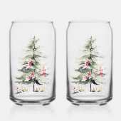 Waterverf Kerst Dennenbomen Blikvorm Glas (Achterkant)