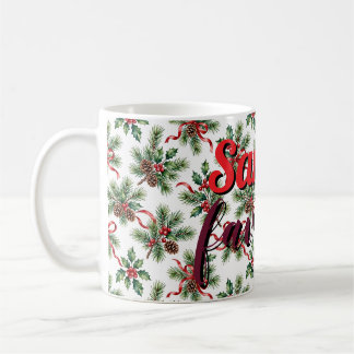 Waterverf Kerst Dennenkegel en Hulst Lint  Koffiemok