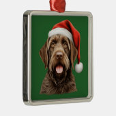 Waterverf Kerst Draadhaired Pointing Griffon Metalen Ornament (Rechts)