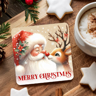 Waterverf Kerst Drink Onderscheppers Sint Rudolph Kartonnen Onderzetters