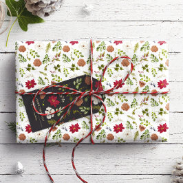 Waterverf Kerst Elegant bloemblaadje Cadeaupapier