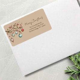 Waterverf Kerst Elegant Script Etiket