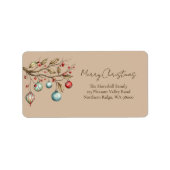 Waterverf Kerst Elegant Script Etiket (Voorkant)