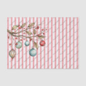 Waterverf Kerst Elegant Script Roze Strepen Tissuepapier (Voorkant)