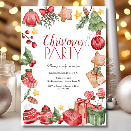 Waterverf Kerst elementen feest Kaart