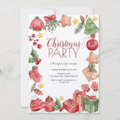 Waterverf Kerst elementen feest Kaart (Voorkant)