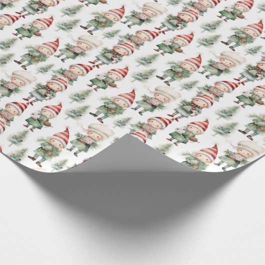 Waterverf Kerst elf betegeld Cadeaupapier (Hoek)