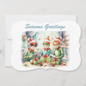 waterverf Kerst elf inpakgeschenken tekst toevoege Feestdagenkaart (Voorkant)