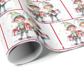 Waterverf kerst elven in sneeuwvlokken cadeaupapier (Rol Hoek)