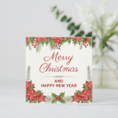 Waterverf kerst en gelukkig nieuwjaar (Staand voorkant)