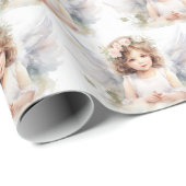 Waterverf Kerst Engel Meisje Cadeaupapier (Rol Hoek)