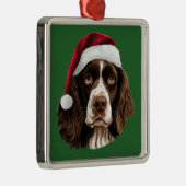 Waterverf Kerst Engels Springer Spaniel Metalen Ornament (Rechts)