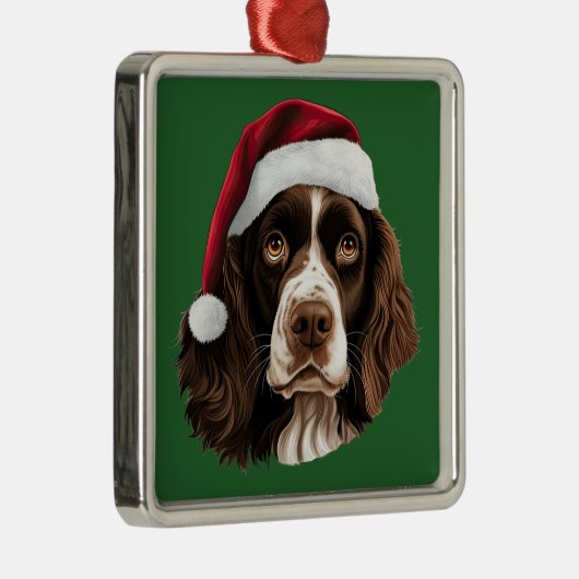 Waterverf Kerst Engels Springer Spaniel Metalen Ornament (Rechts)