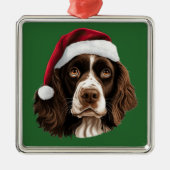 Waterverf Kerst Engels Springer Spaniel Metalen Ornament (Voorkant)