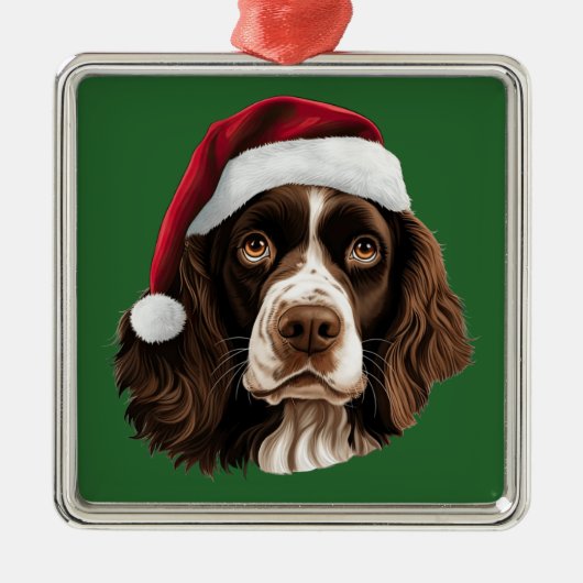 Waterverf Kerst Engels Springer Spaniel Metalen Ornament (Voorkant)