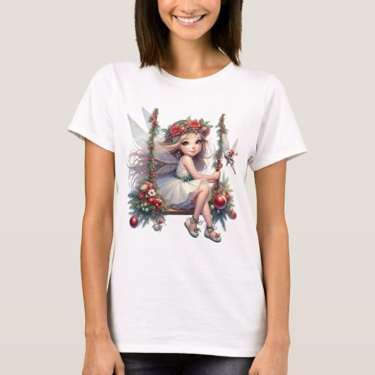 Waterverf Kerst Fairy Vrouwen T-shirt (Voorkant)