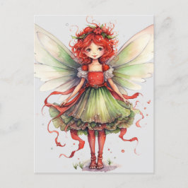 Waterverf kerst fee briefkaart