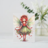 Waterverf kerst fee briefkaart (Staand voorkant)