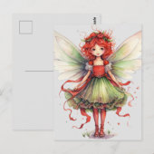 Waterverf kerst fee briefkaart (Voorkant / Achterkant)