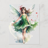 Waterverf kerst fee briefkaart (Voorkant)