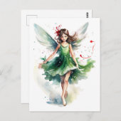 Waterverf kerst fee briefkaart (Voorkant / Achterkant)