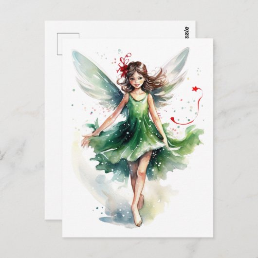 Waterverf kerst fee briefkaart (Voorkant / Achterkant)