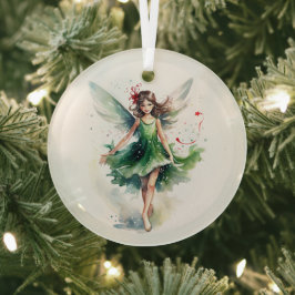Waterverf kerst fee glas ornament