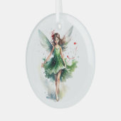 Waterverf kerst fee glas ornament (Voorkant links)