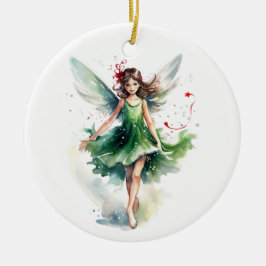 Waterverf kerst fee keramisch ornament