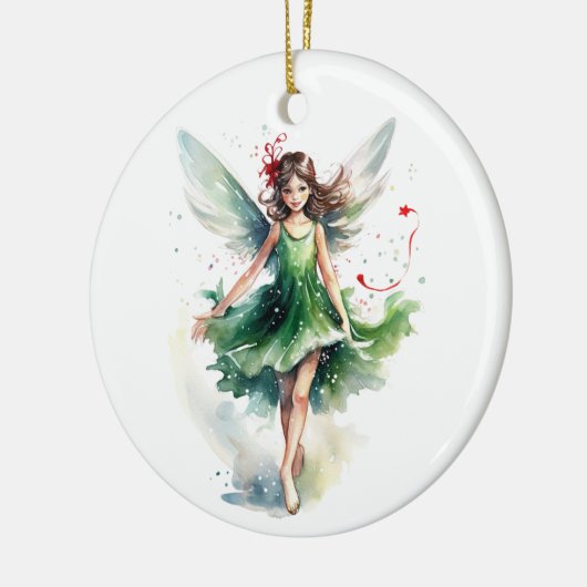 Waterverf kerst fee keramisch ornament (Links)