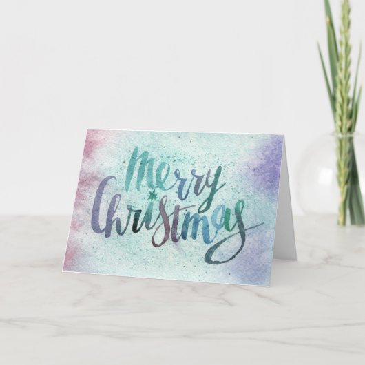 Waterverf kerst feestdagen kaart (Voorkant)