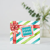 Waterverf kerst feestdagenkaart (Staand voorkant)