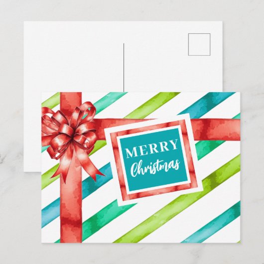 Waterverf kerst feestdagenkaart (Voorkant / Achterkant)