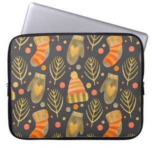 Waterverf kerst: feestelijk naadloos patroon. laptop sleeve