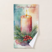 Waterverf Kerst Feestelijke Kaars Illustratie Bad Handdoek (Handdoek)
