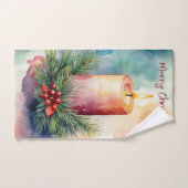 Waterverf Kerst Feestelijke Kaars Illustratie Bad Handdoek (Handdoek)