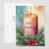 Waterverf Kerst Feestelijke Kaars Illustratie Feestdagenkaart (Voorkant / Achterkant)