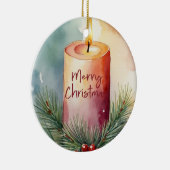 Waterverf Kerst Feestelijke Kaars Illustratie Keramisch Ornament (Rechts)