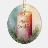 Waterverf Kerst Feestelijke Kaars Illustratie Keramisch Ornament (Links)