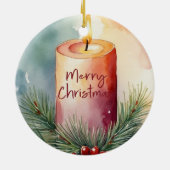 Waterverf Kerst Feestelijke Kaars Illustratie Keramisch Ornament (Achterkant)