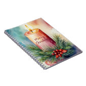 Waterverf Kerst Feestelijke Kaars Illustratie Notitieboek (Rechterzijde)