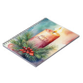 Waterverf Kerst Feestelijke Kaars Illustratie Notitieboek (Linkerzijde)
