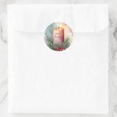 Waterverf Kerst Feestelijke Kaars Illustratie Ronde Sticker (Tas)