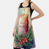 Waterverf Kerst Feestelijke Kaars Illustratie Schort (Insitu)