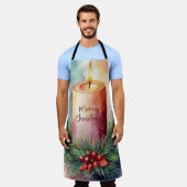 Waterverf Kerst Feestelijke Kaars Illustratie Schort (Gedragen)