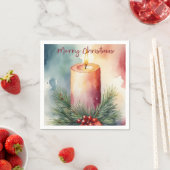Waterverf Kerst Feestelijke Kaars Illustratie Servet (Insitu)