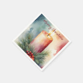 Waterverf Kerst Feestelijke Kaars Illustratie Servet (Hoek)