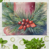 Waterverf Kerst Feestelijke Kaars Illustratie Theedoek (Gevouwen)